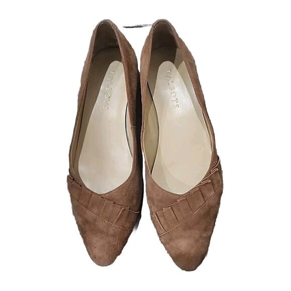 Talbots Leather Suede Edison Flat Shoes Pointed Toe Brown Women's 6.5 - Picture 1 of 10